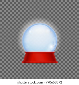 Transparent crystal ball with red base vector illustration