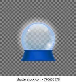 Transparent crystal ball with red base vector illustration