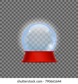 Transparent crystal ball with red base vector illustration