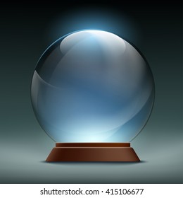Transparent crystal, glass, magic ball. Stock vector illustration.