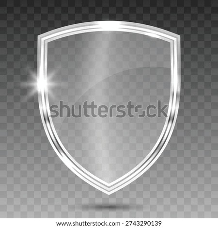 Transparent Crystal Glass Shield Panel – Realistic Glossy Acrylic Guard Emblem Isolated on Transparent Background Vector