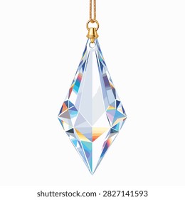 Transparent crystal prism with rainbow light refraction