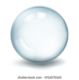 Transparent Crystal Sphere On White Background. Magical Ball Of Divination, Fortune Telling And Dream Interpretation. EPS 10 Contains Transparency.