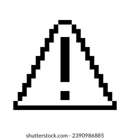 Transparent danger sign line icon. Fear, risk, threat, anxiety, attention, fire, warning, pixel style. Multicolored icon on white background