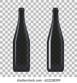 Transparent Dark Glass Champagne Bottle. EPS10 Vector