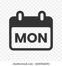 Transparent day icon png, vector illustration of Monday icon in dark color and transparent background(png)