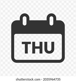 Transparent day icon png, vector illustration of Thursday icon in dark color and transparent background(png)