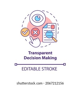 Transparent decision making concept icon. Political transparency abstract idea thin line illustration. Increasing of public awareness. Vector isolated outline color drawing. Editable stroke