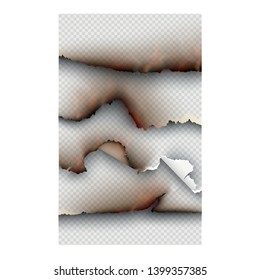 transparent design burning templates torn paper with fire