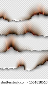 transparent design burning templates torn paper with fire