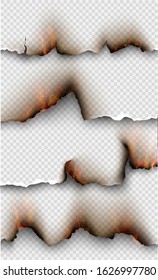 transparent design burning templates torn paper with fire
