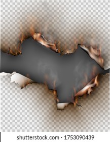 transparent design burning templates torn paper with fire