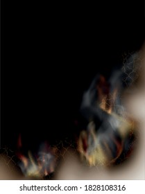 transparent design burning templates torn paper with fire