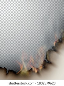 transparent design burning templates torn paper with fire
