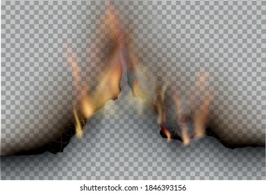 transparente Design-Brennvorlagen, zerrissenes Papier mit Feuer