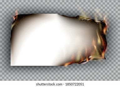 transparent design burning templates torn paper with fire