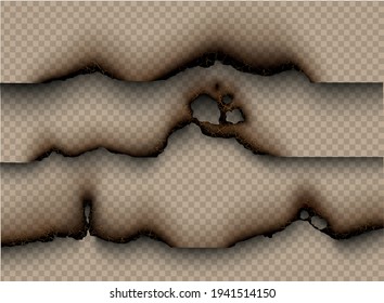 transparente Design-Brennvorlagen, zerrissenes Papier mit Feuer