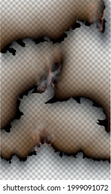 transparent design burning templates torn paper with fire