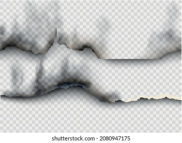 transparent design burning templates torn paper with ripped hole. Vector illustration