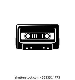 Transparent design features minimalist styled compact cassette, isolated on a transparent background. Perfect for adding retro touch to projects.