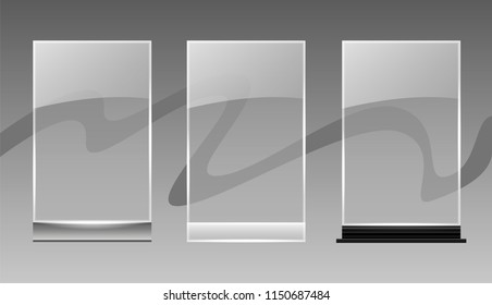 Transparent Desktop Glass Plate Template; Acrylic Information Plate Mockup For Your Menu Or Logo; Can Be Used On Different Backgrounds