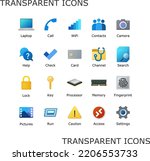Transparent desktop icon pack. My computer folder theme. Linux customization icons. PC shortcut signs. System software and devices. New eleven inspired vector illustrations. No background PNG.