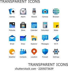 Transparent desktop icon pack. My computer folder theme. Linux customization icons. PC shortcut signs. System software and devices. New eleven inspired vector illustrations. No background PNG.