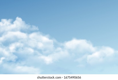 Transparent different clouds isolated on blue background. Real transparency effect. Vector illustration EPS10