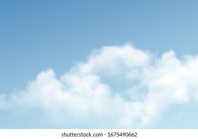 Transparent different clouds isolated on blue background. Real transparency effect. Vector illustration EPS10