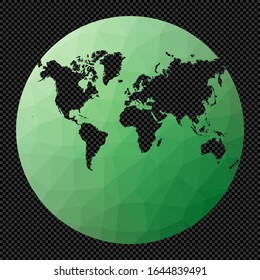 Transparent digital world map. Van Der Grinten projection. Polygonal map of the world on transparent background. Stencil shape geometric globe. Attractive vector illustration.