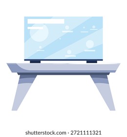 Transparent display with futuristic user interface standing on a table, showcasing cutting edge technology and design