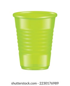 Composición transparente de vidrio plástico desechable con imagen aislada del recipiente de bebidas en la ilustración vectorial de fondo en blanco