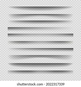 Transparent divider shadows. Shading effect dividers vector illustration, shadow shade out paper page overlay elements, site flyer banner poster realistic edge lines isolated