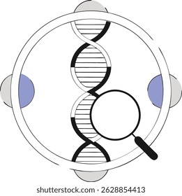 Transparent dna double helix illustration with magnifying glass in geometric design - Powered by Shutterstock - Get 15% off with code: PIKWIZARD15