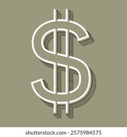 Transparent dollar sign for US dollar icon in green color in white background and money sign of US dollar with shadow dollars icon, currency invest in business.