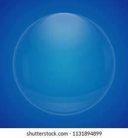 Transparent drop on blue background