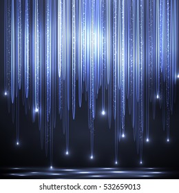 transparent drops with sparks. Vector graphics. Shining abstract background. Strips of different lengths