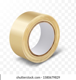 Transparent duct roll adhesive tape realistic vector illustration isolated on transparent background. Office and household supplies, construction sellotape