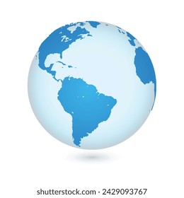 Transparent Earth globe planet world map sphere shape with continent realistic vector illustration. Cartography geography global exploration round worldwide blue detailed surface travel silhouette