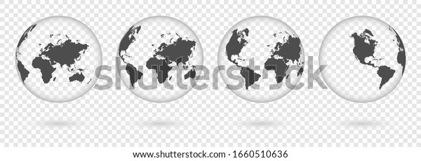 Transparent Earth Globes Different Sides Shadow Stock Vector (Royalty