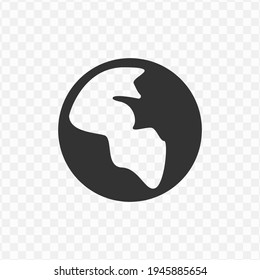 Transparent earth icon png, vector illustration of an earth icon in dark color and transparent background(png)