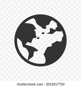 Transparent earth icon png, vector illustration of an earth icon in dark color and transparent background(png)