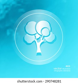 Transparent ecology  icon on the blurred  background. Forest tree. Vector illustration