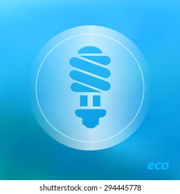 Transparent ecology  icon on the blurred  background. Light bulb.  Vector illustration