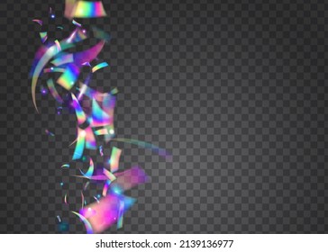 Transparent Effect. Festive Art. Blur Design. Kaleidoscope Sparkles. Retro Vaporwave Illustration. Fiesta Foil. Violet Metal Glitter. Holographic Confetti. Blue Transparent Effect