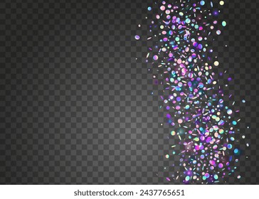 Transparent Effect. Hologram Background. Rainbow Confetti. Glare Birthday Backdrop. Happy Concept. Modern Poster. Pink Disco Tinsel. Digital Design. Purple Transparent Effect