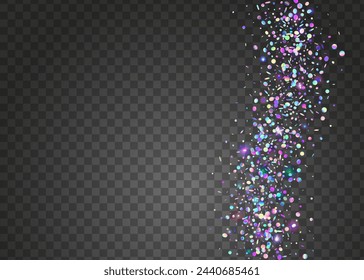 Transparent Effect. Holographic Background. Glare Isolated Explosion. Falling Poster. Carnival Tinsel. Modern Design. Purple 3d Confetti. Light Pattern. Blue Transparent Effect