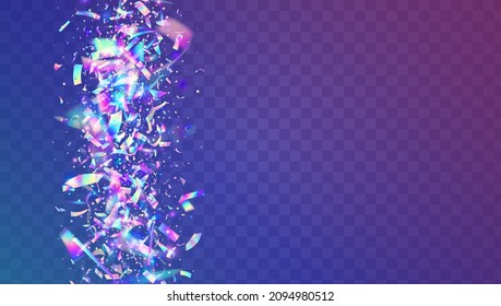 Transparent Effect. Iridescent Sparkles. Retro Vaporwave Serpentine. Crystal Art. Fantasy Foil. Neon Glitter. Violet Disco Background. Blur Flyer. Purple Transparent Effect