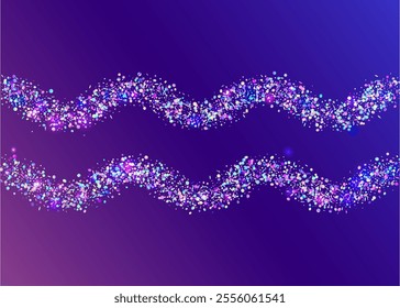 Transparent Effect. Light Colourful Illustration. Holographic Serpentine. Digital Banner. Falling Dust. Disco Concept. Carnaval Sparkle. Pink Glare Tinsel. Purple Transparent Effect