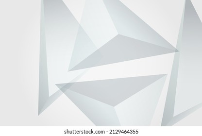 Transparent Elements Minimalist Vector  Gray Background. Triangle Trendy Certificate. White Abstract Banner. Modern Shapes Pattern.